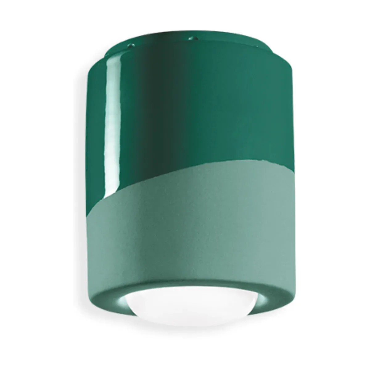 Plafonnier en céramique vert bouteille 12,5x14cm PI - Ferroluce