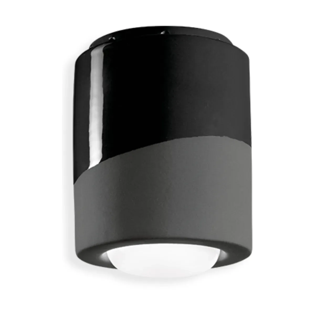 Plafonnier en céramique noir charbon 12,5x14cm PI - Ferroluce
