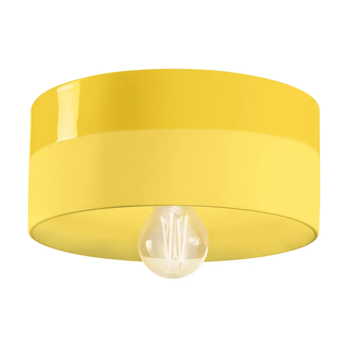 Plafonnier en céramique jaune citron 25x11cm PI - Ferroluce