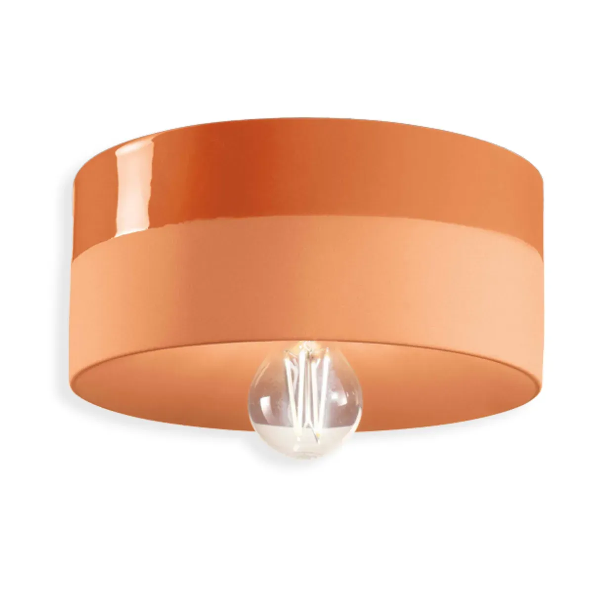 Plafonnier en céramique orange pêche 25x11cm PI - Ferroluce