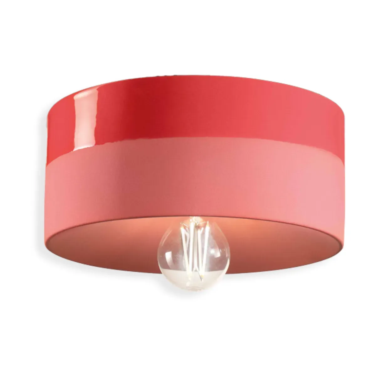 Plafonnier en céramique rouge corail 25x11cm PI - Ferroluce