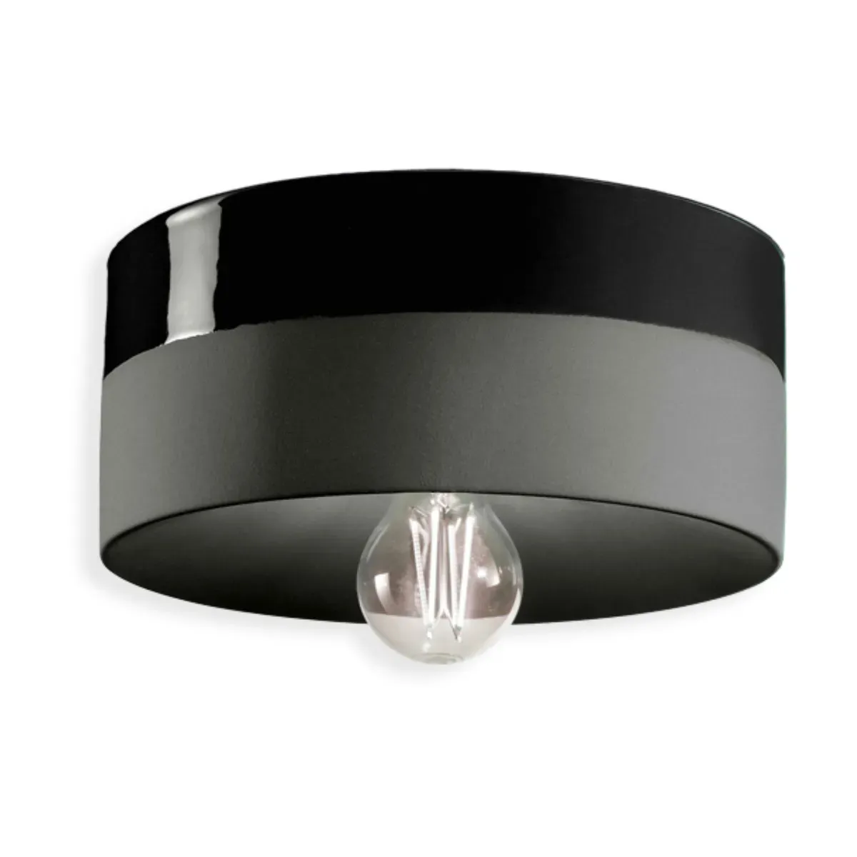 Plafonnier en céramique noir charbon 25x11cm PI - Ferroluce