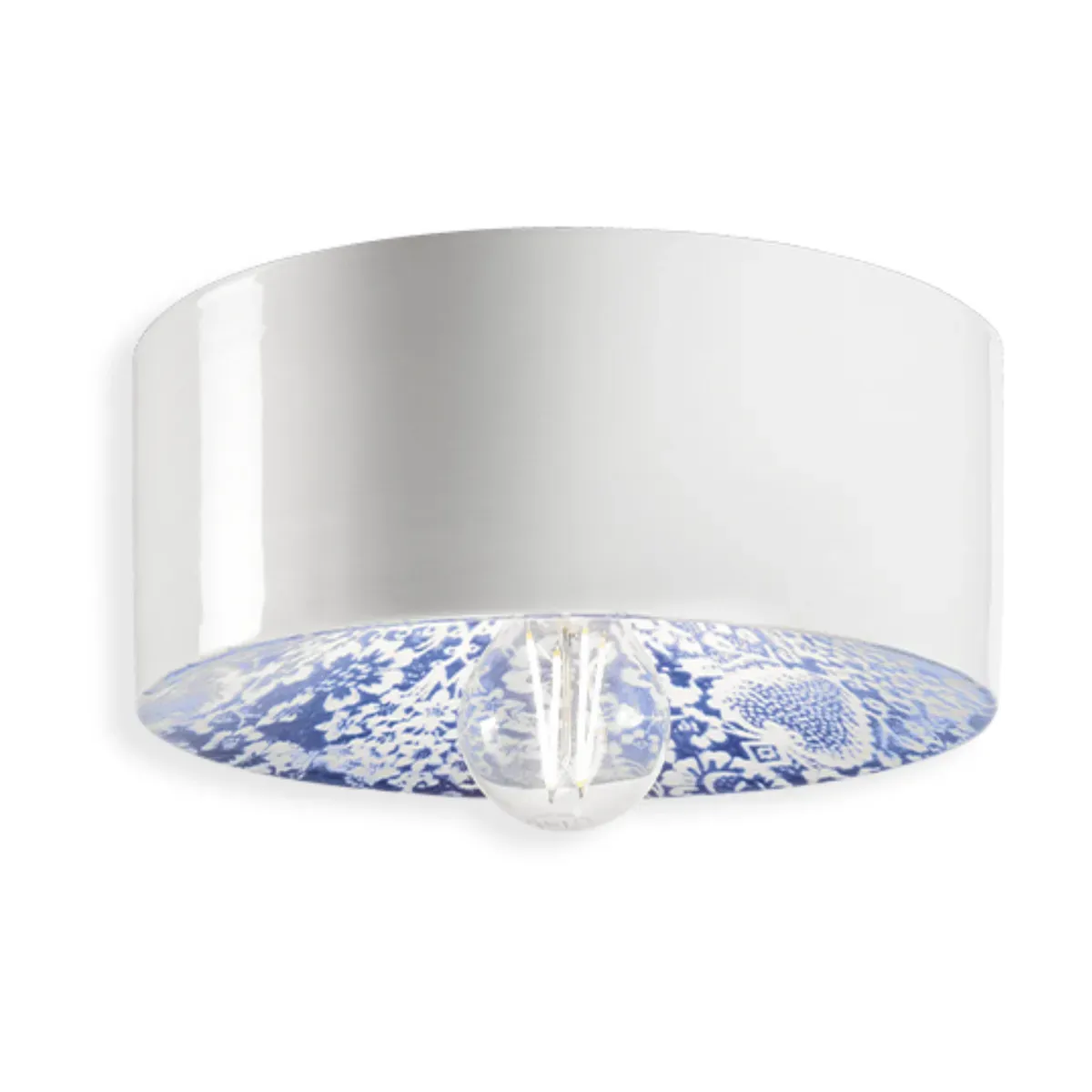 Plafonnier en céramique ming bleu 25x11cm PI - Ferroluce