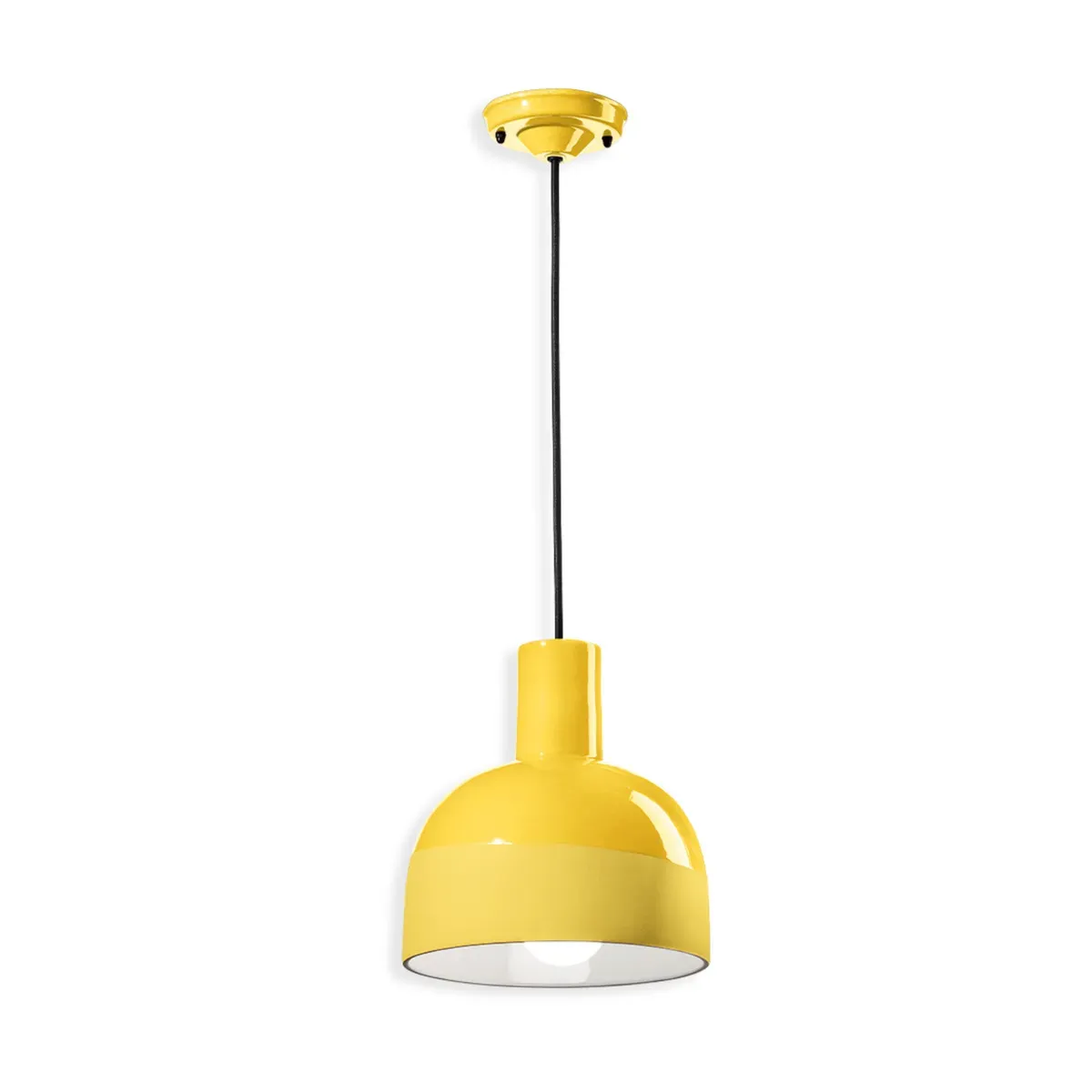 Suspension en céramique jaune citron 22,5x26,5cm Caxixi - Ferroluce