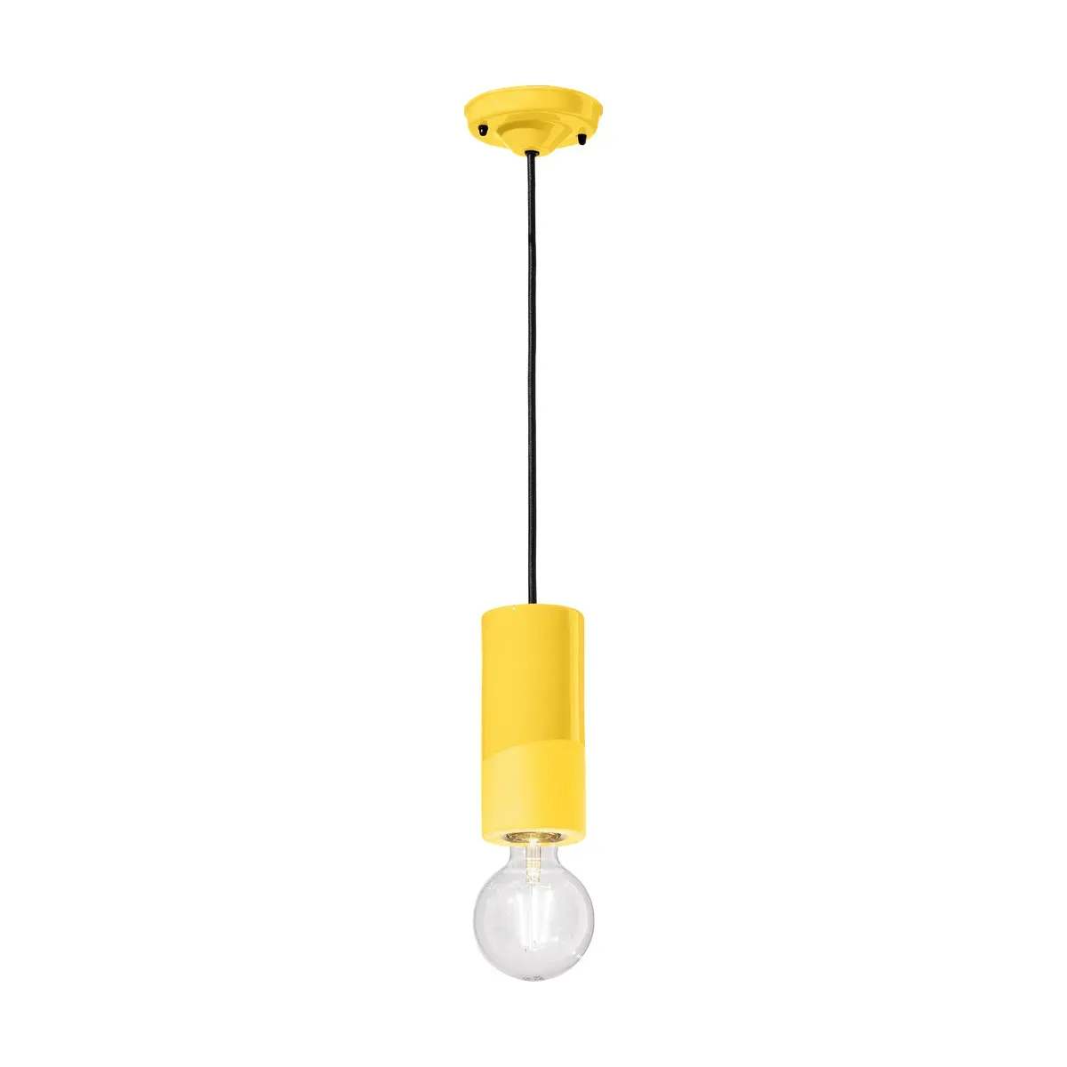 Suspension en céramique jaune citron 8x18cm PI - Ferroluce