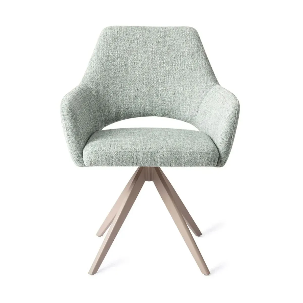 Chaise de table pivotante en tissu soft sage et métal beige 83cm Yanai - Jesper Home