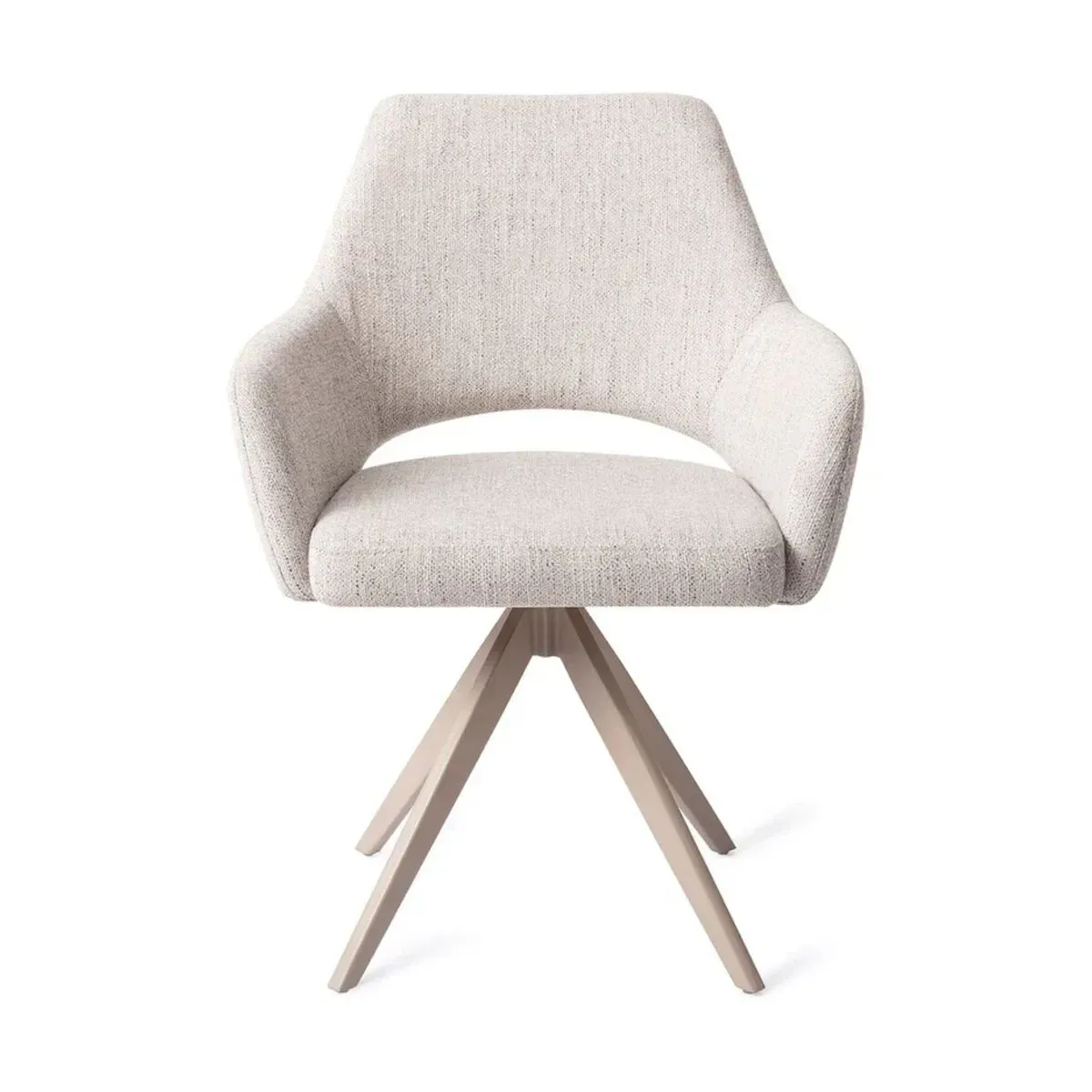 Chaise de table pivotante en tissu pigeon et métal beige 83cm Yanai - Jesper Home