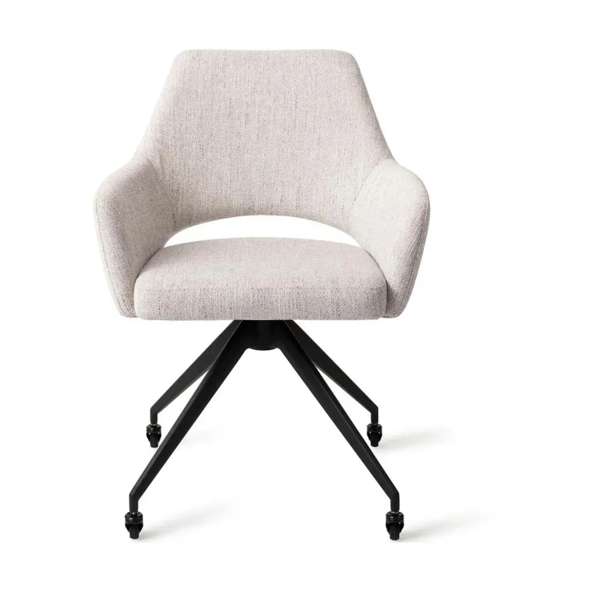 Chaise pivotante sur roulettes en tissu pigeon et métal noir 85,5cm Yanai - Jesper Ho
