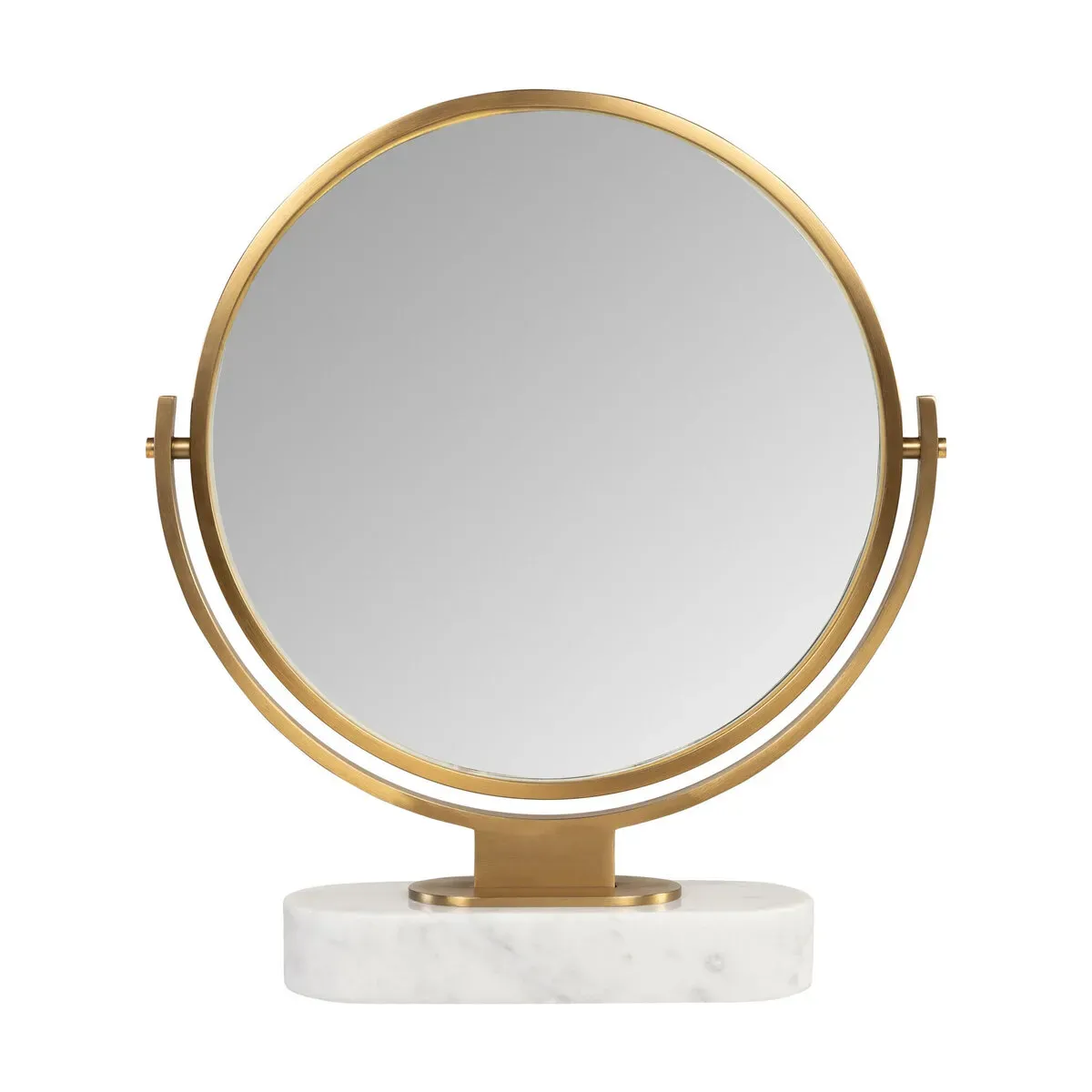 Miroir à poser en acier or brossé et marbre blanc 45x51cm Leila - Versmissen