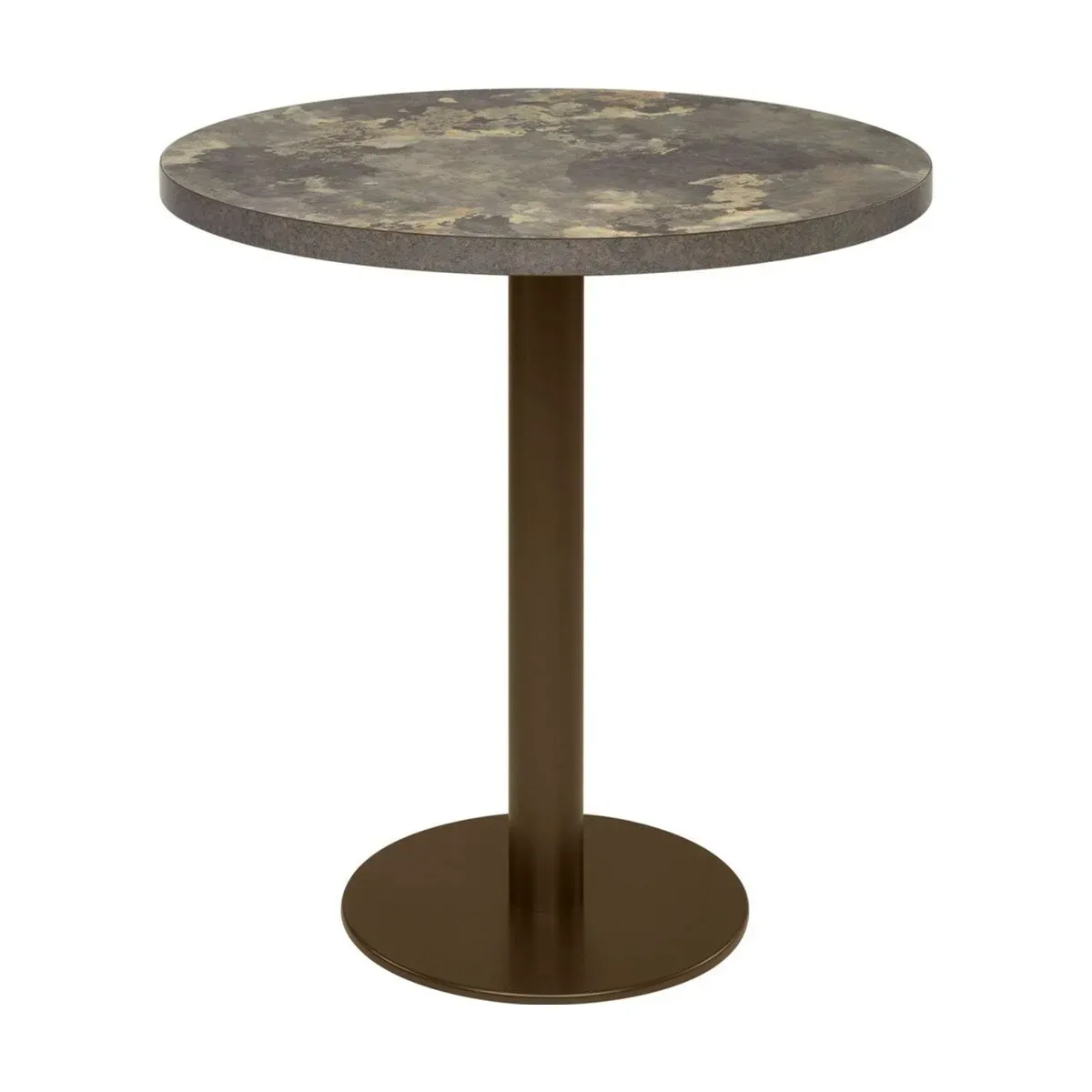 Table à manger ronde en stratifié ardoise et acier bronze foncé 70cm Elliot - Versmis