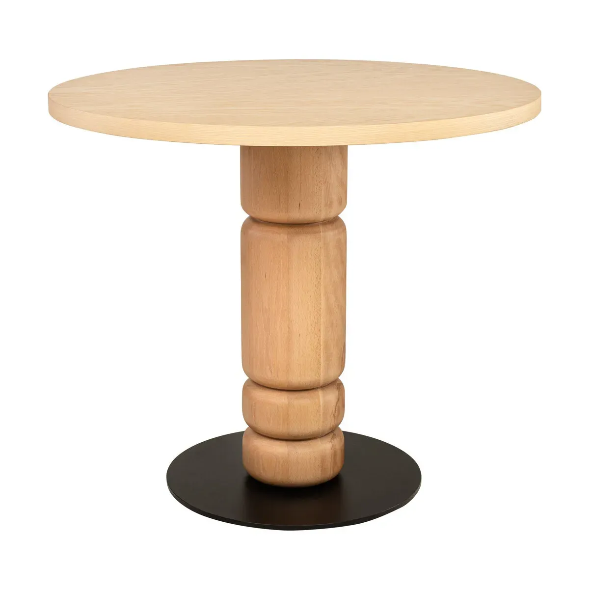 Table à manger ronde en placage chêne et hêtre massif 90cm Beads - Versmissen