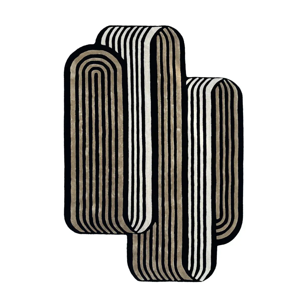 Tapis organique en laine noir et blanc 120x170cm Cactus - Edito