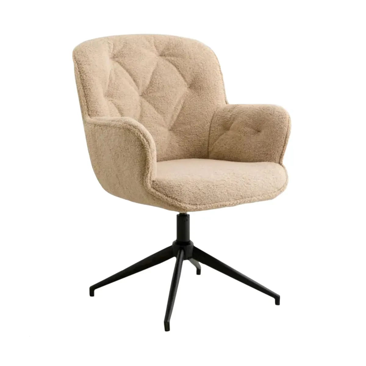 Chaise de bureau bouclé et métal noir 67x64x73cm Lea - Nordal