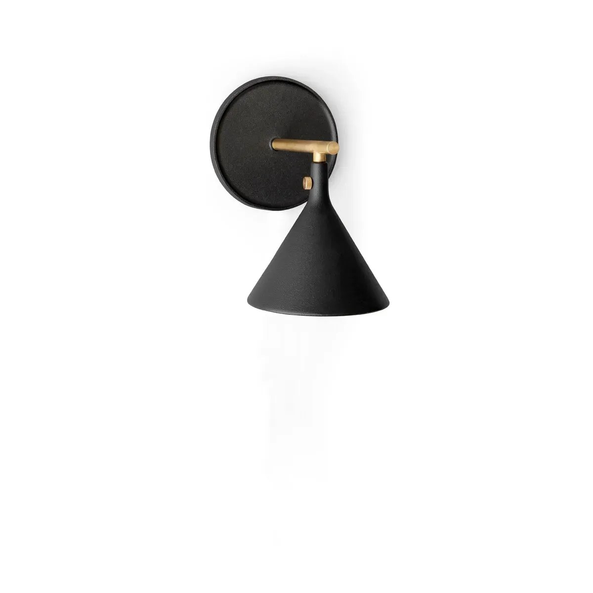 Applique murale en fonte d'aluminium noir et détail en laiton brossé 19cm Cast Sconce