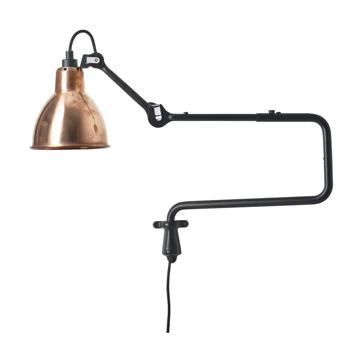 Applique murale noire réflecteur cuivre brut rond Gras 303 - DCW Editions