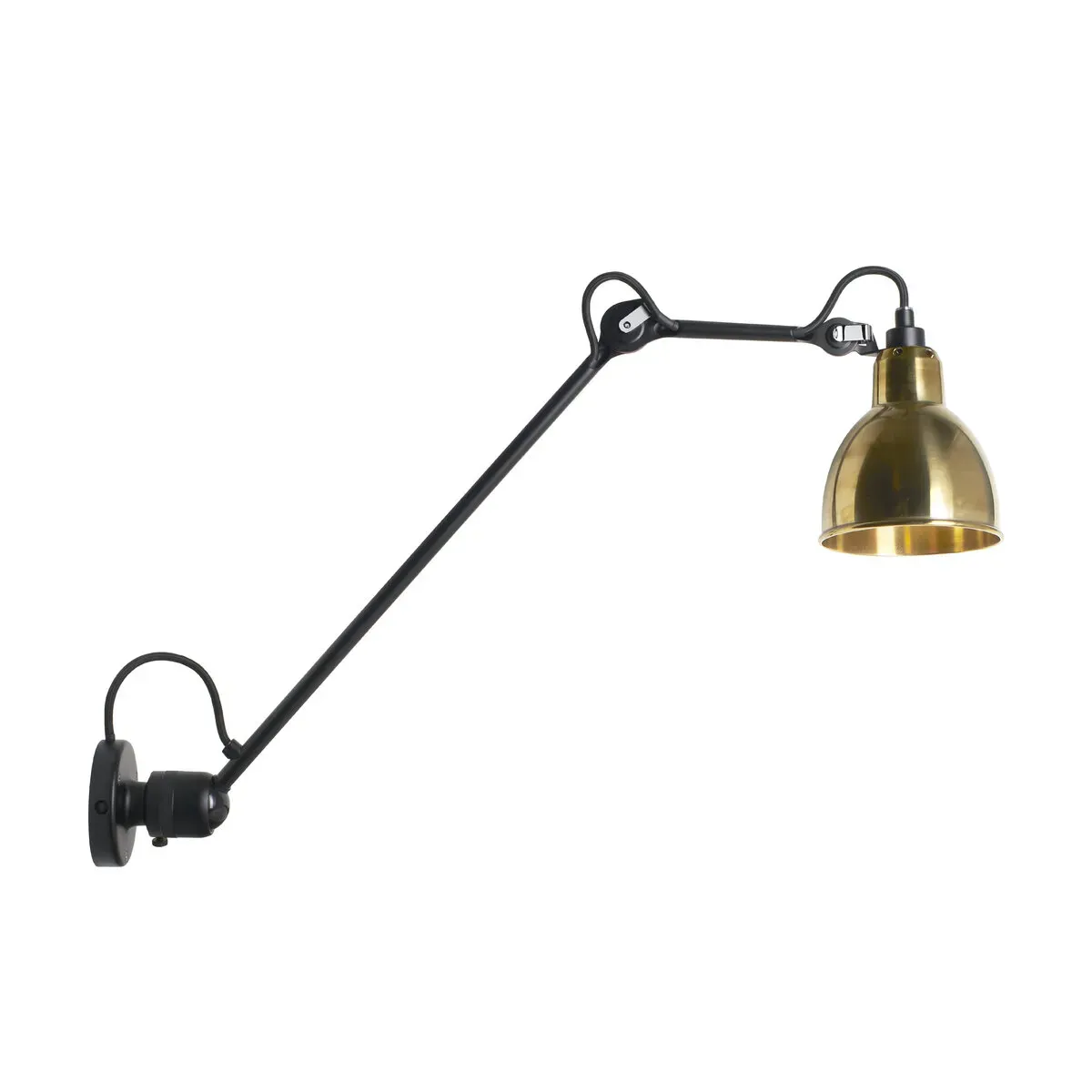 Applique murale en acier noir et réflécteur laiton rond Gras 304 L40 - DCW Editions