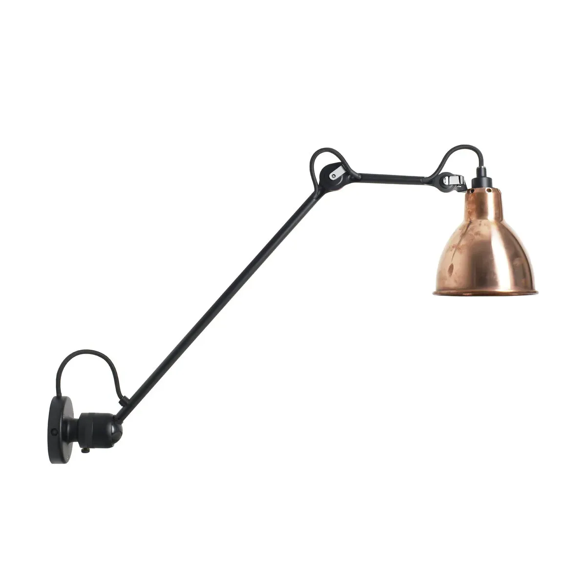 Applique murale en acier noir et réflécteur cuivre brut rond Gras 304 L40 - DCW Editi