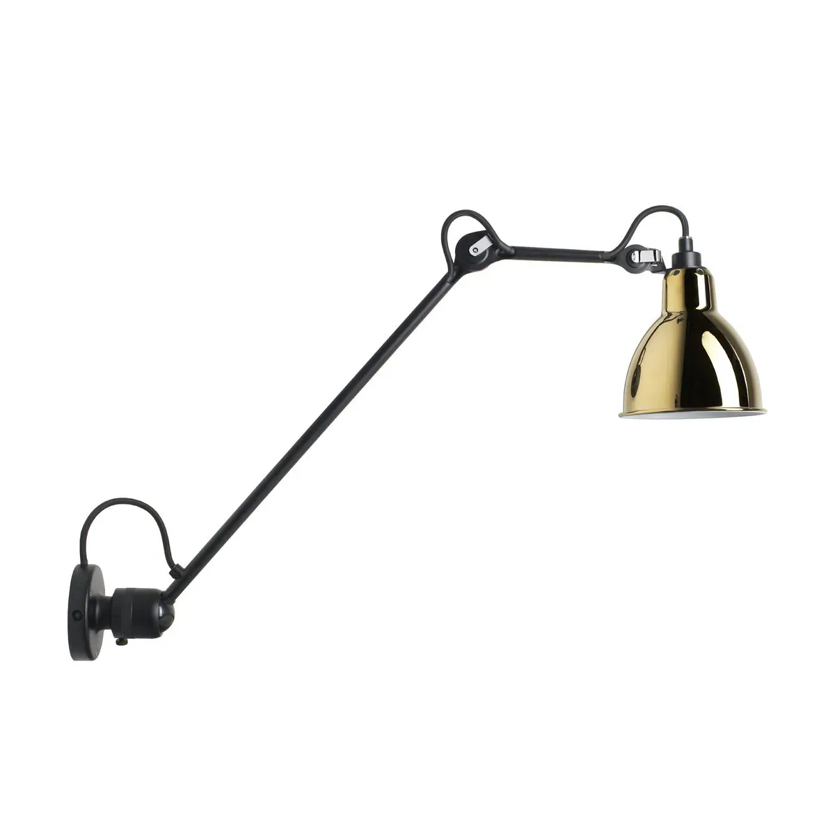 Applique murale en acier noir et réflecteur doré brut rond Gras 304 L40 - DCW Edition