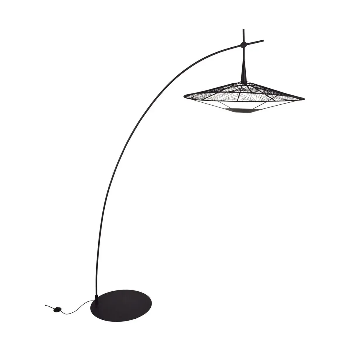 Lampadaire tissage en coton et bambou noir 240cm Carpa - Forestier