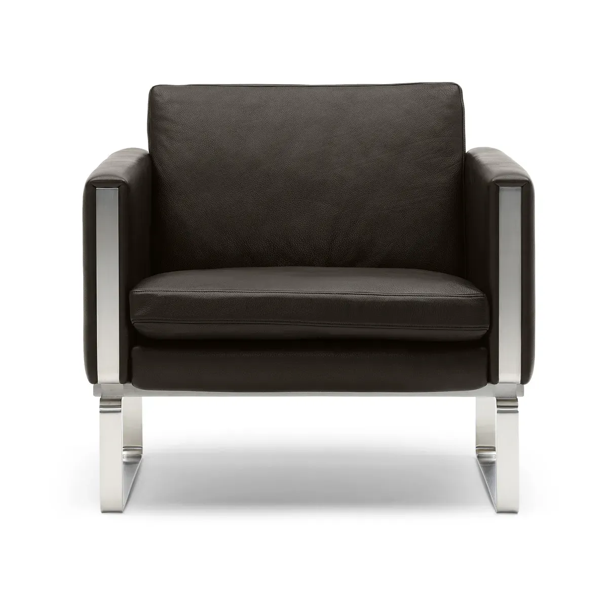 Fauteuil en cuir thor 306 et structure en acier inoxydable 78cm CH101 - Carl Hansen &
