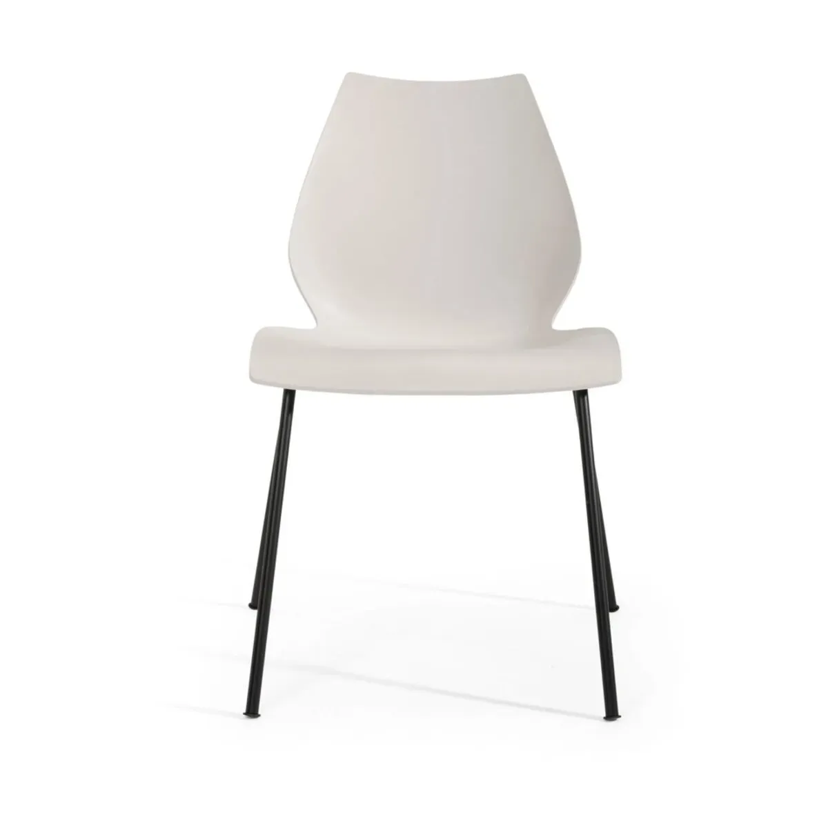 2 chaises structure aluminium peint noir et assise gris clair 77cm Maui - Kartell