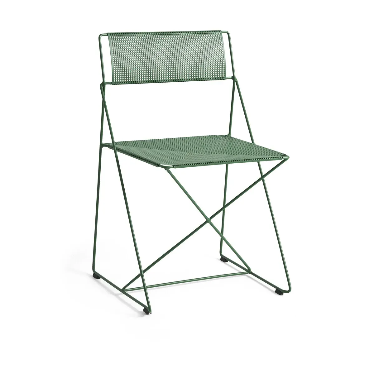 Chaise en acier avec revêtement en poudre vert poireau 50x45x77cm X-line - Hay