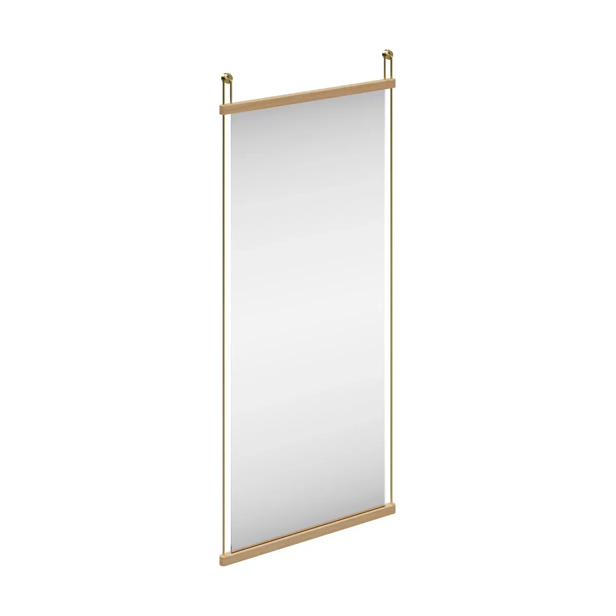 Miroir suspendu en chêne massif et ferrure en laiton satiné 114x2x50cm - Woud