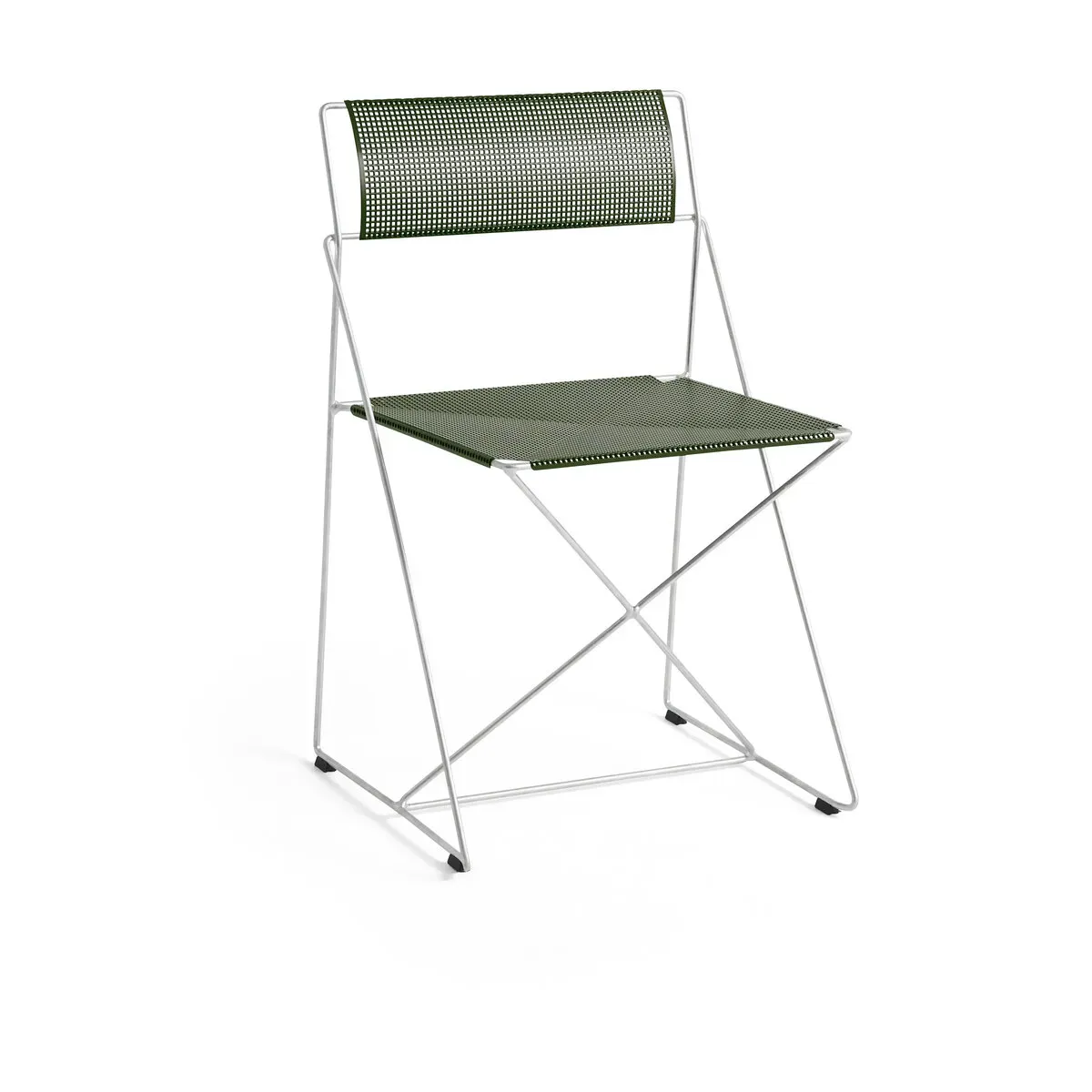 Chaise en acier chromé avec revêtement en poudre kaki 50x45x77cm X-line - Hay