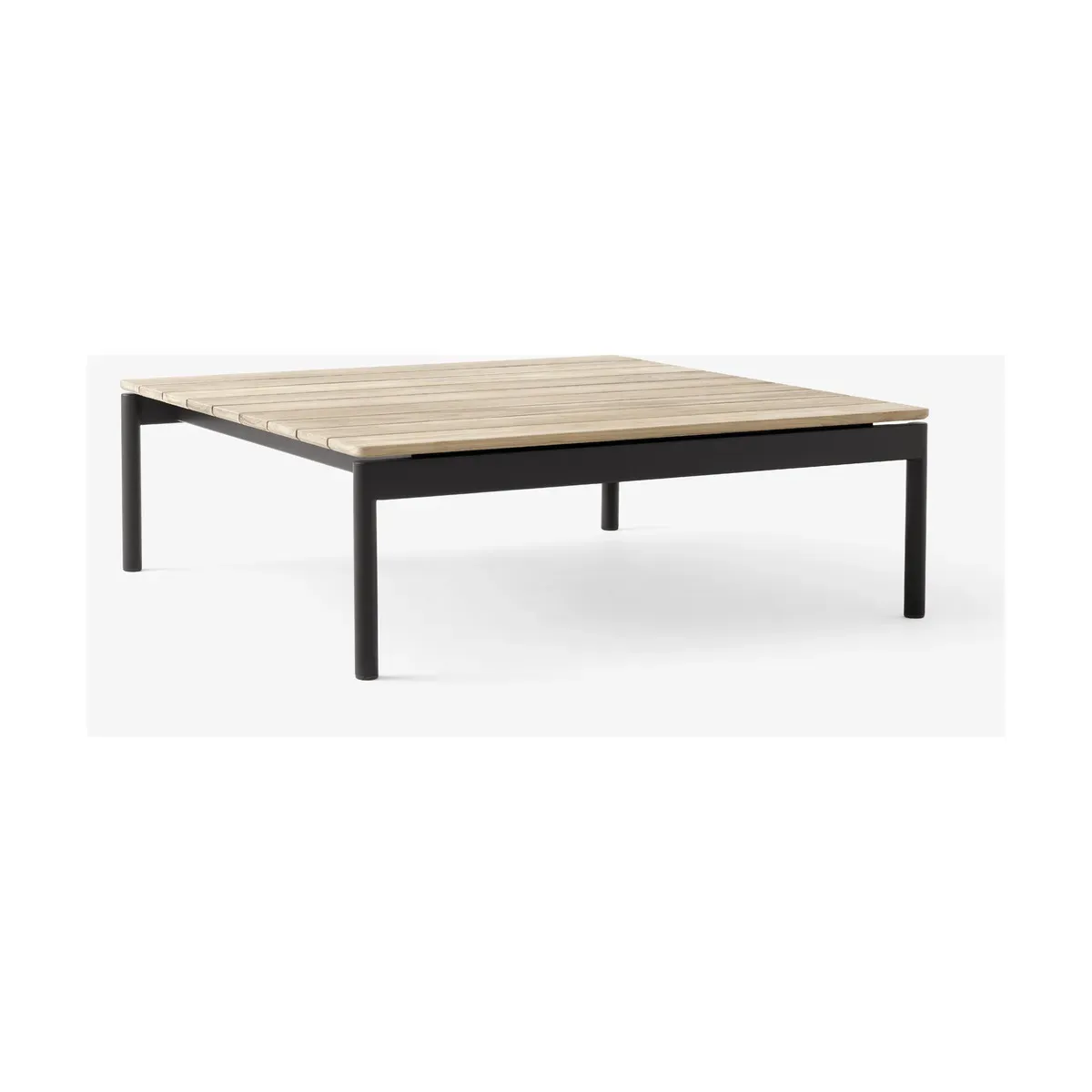 Table basse de jardin carrée en bois de teck et acier noir 90x90x30cm Ville AV50 - &t