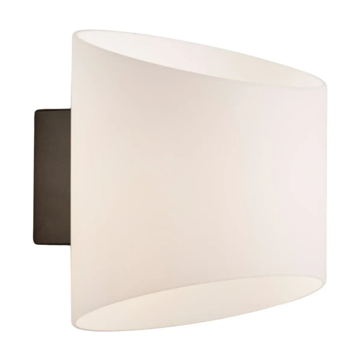 Applique murale ovale de salle de bain en métal anthracite et verre opale 16x18x18cm