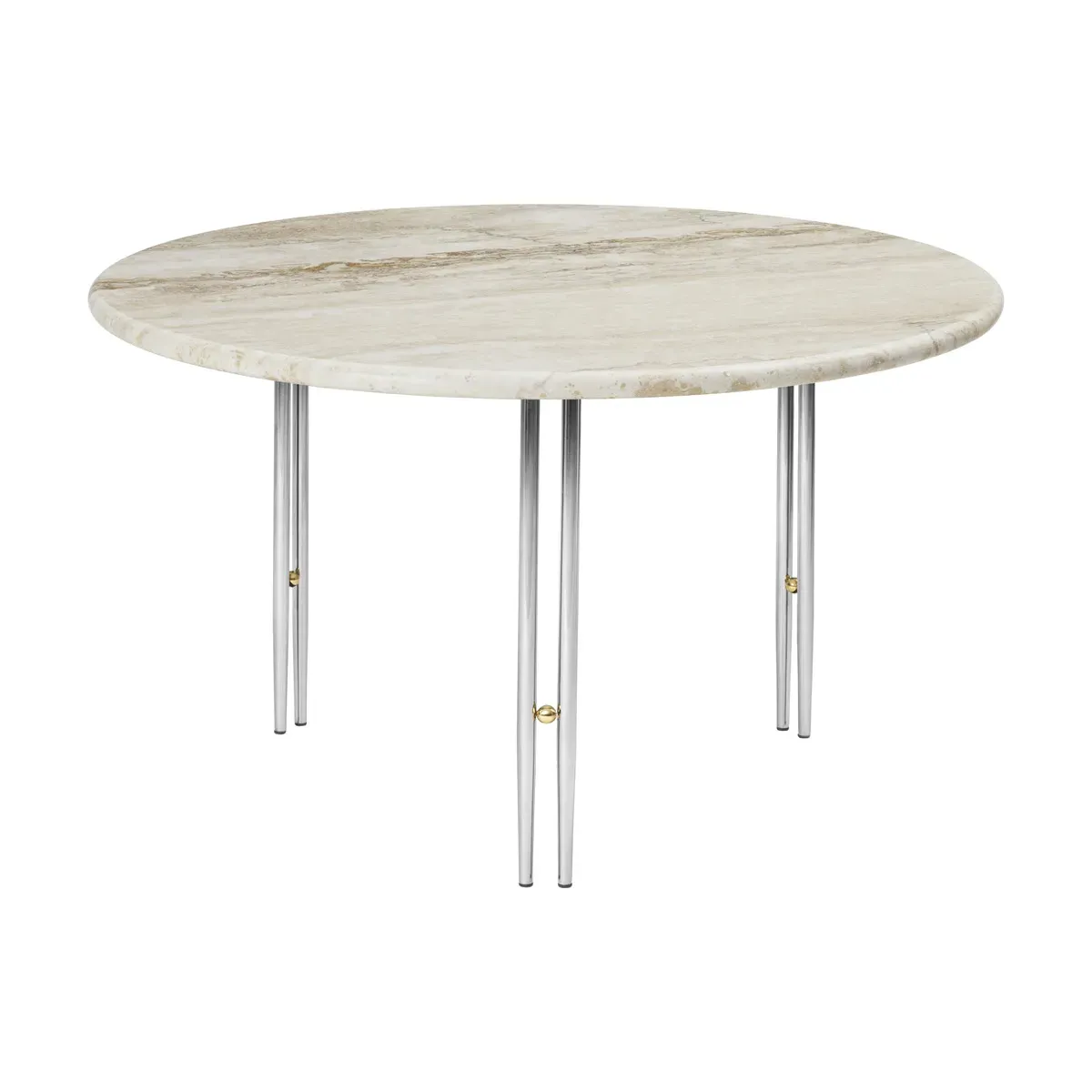 Table basse ronde en travertin et acier chromé 70x38cm Ioi - Gubi