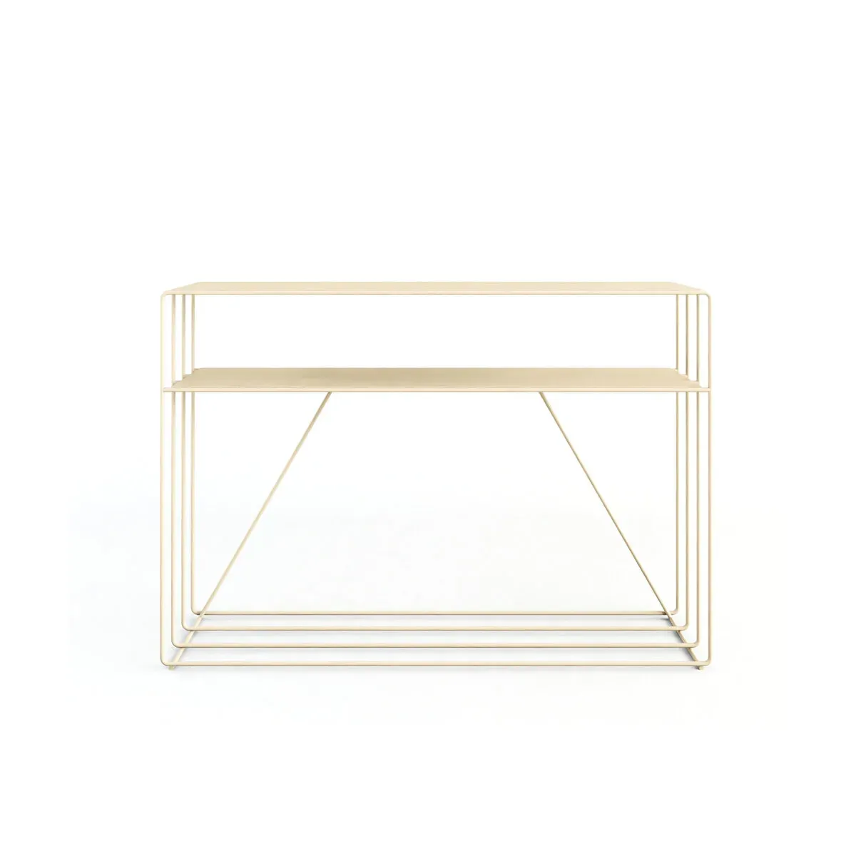 Table console en acier beige cashew 125x30x86cm Ria - Metallbude