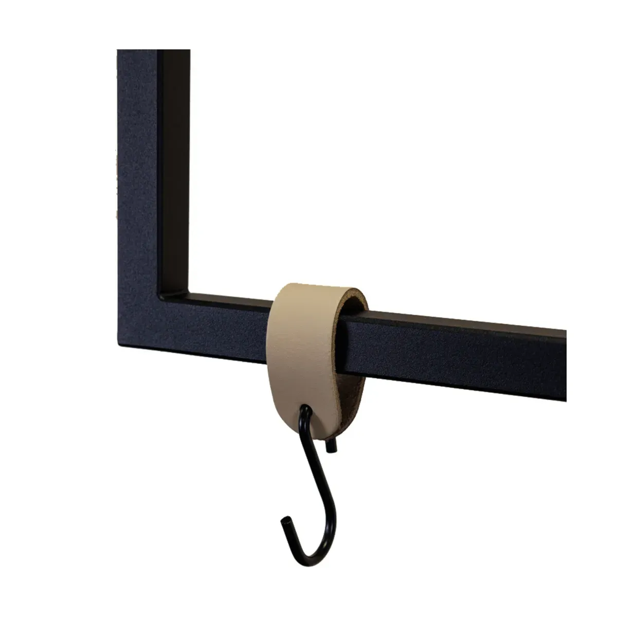 6 crochets en cuir beige et acier noir 10x5x2,5cm - Metallbude