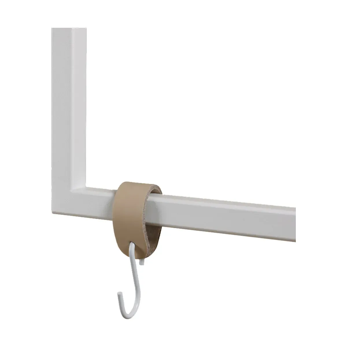 6 crochets en cuir beige et acier blanc 10x5x2,5cm - Metallbude