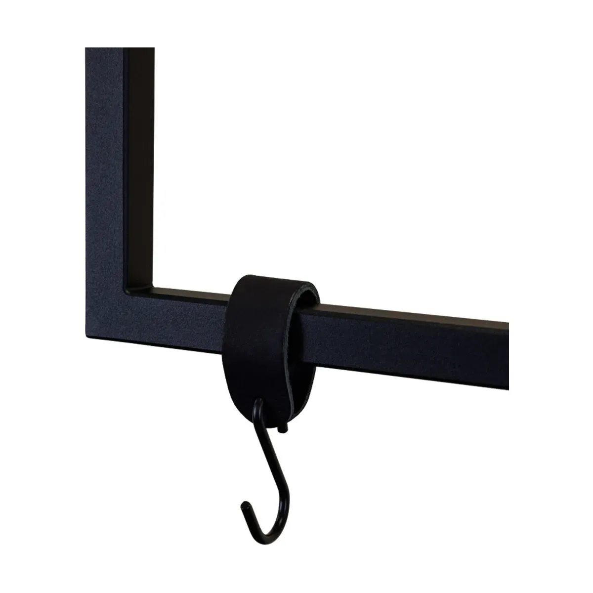 6 crochets en cuir noir et acier noir 10x5x2,5cm - Metallbude