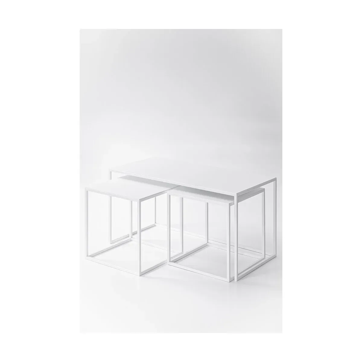 Table gigogne en acier blanc 45x90cm Tre Semina X - Metallbude