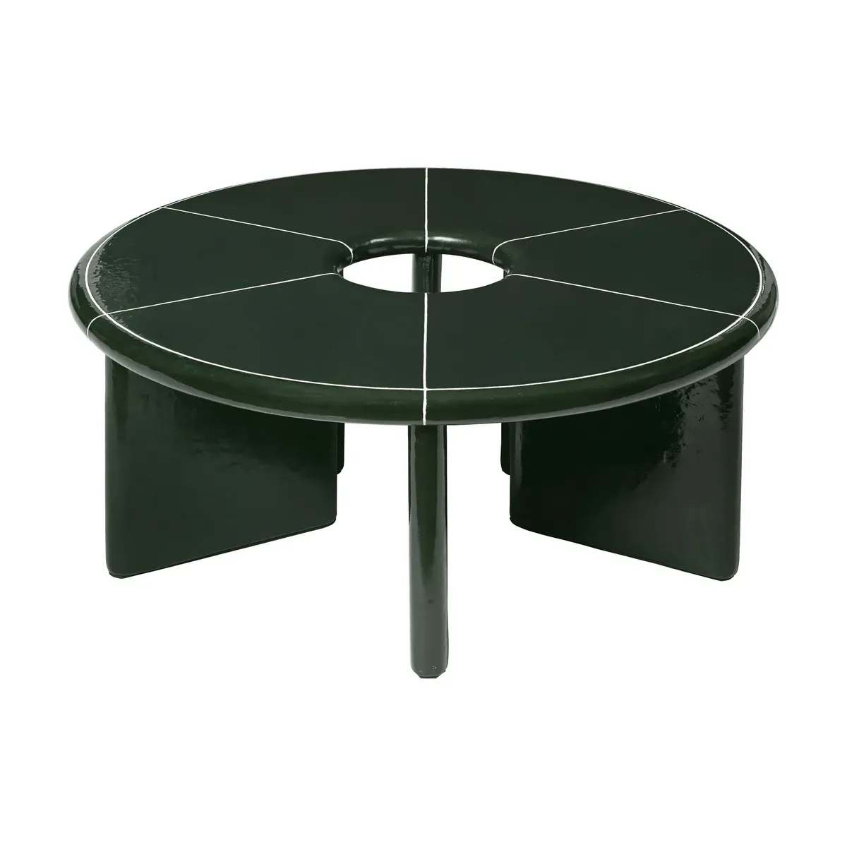 Table basse en béton renforcé de fibres de verre vert 80x32cm Deya - Ferm Living