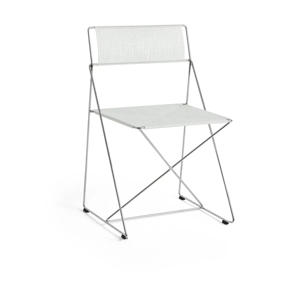 Chaise en acier chromé avec revêtement en poudre blanche 50x45x77cm X-line - Hay