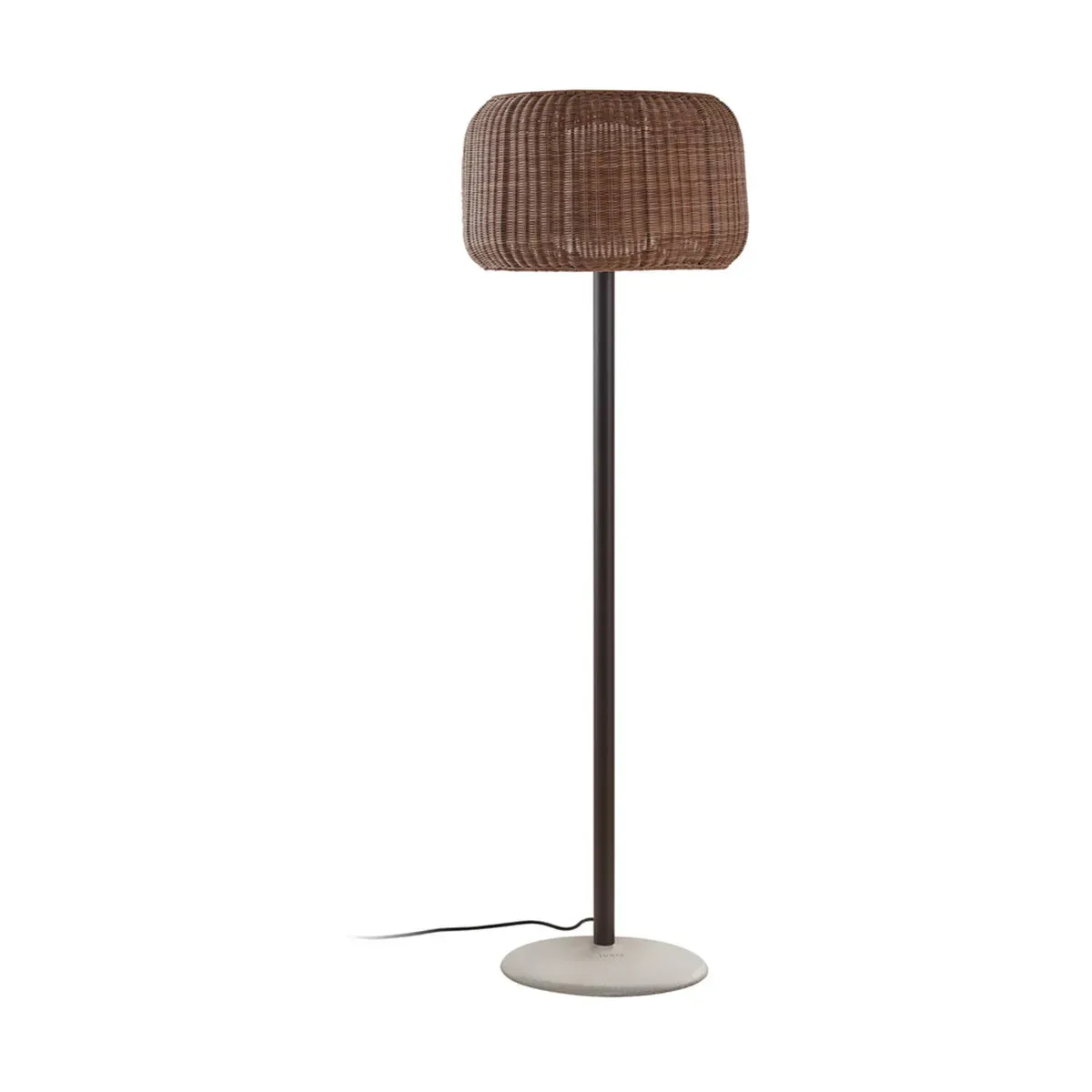Lampadaire non dimmable base en béton, structure graphite et abat-jour marron 165cm F