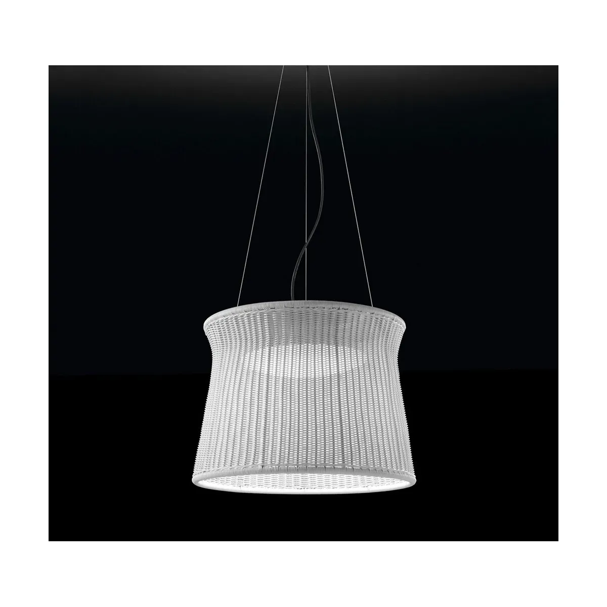 Suspension d'extérieur dali dimmable en aluminium et fibres synthétiques ivoire 60cm
