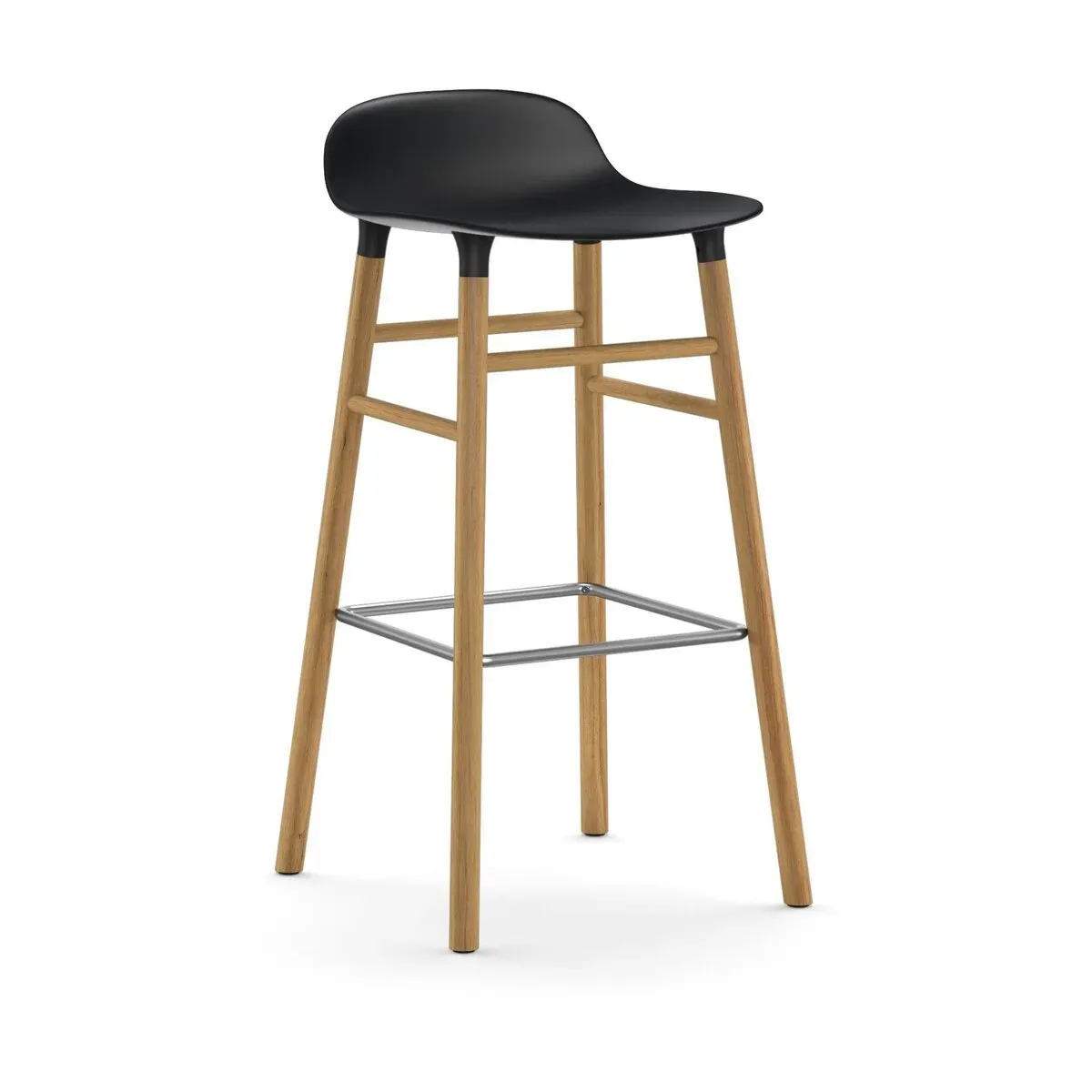 Tabouret de bar en chêne naturel et pp noir 75 cm Form - Normann Copenhagen