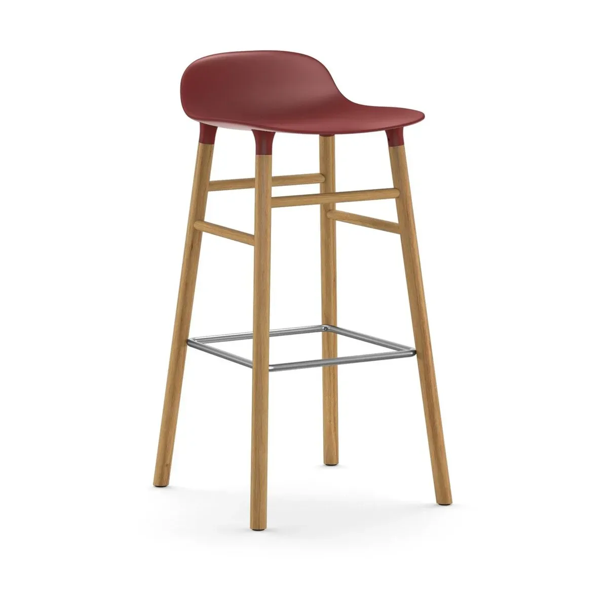 Tabouret de bar en chêne naturel et pp rouge 75 cm Form - Normann Copenhagen