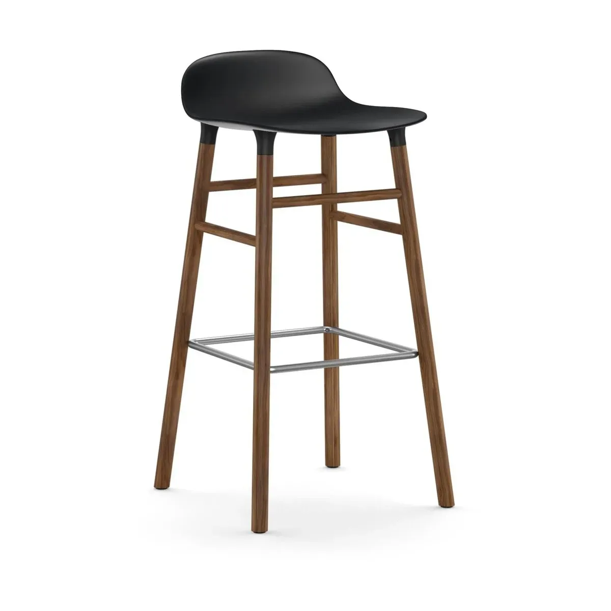 Tabouret de bar en noyer naturel et pp noir 75 cm Form - Normann Copenhagen