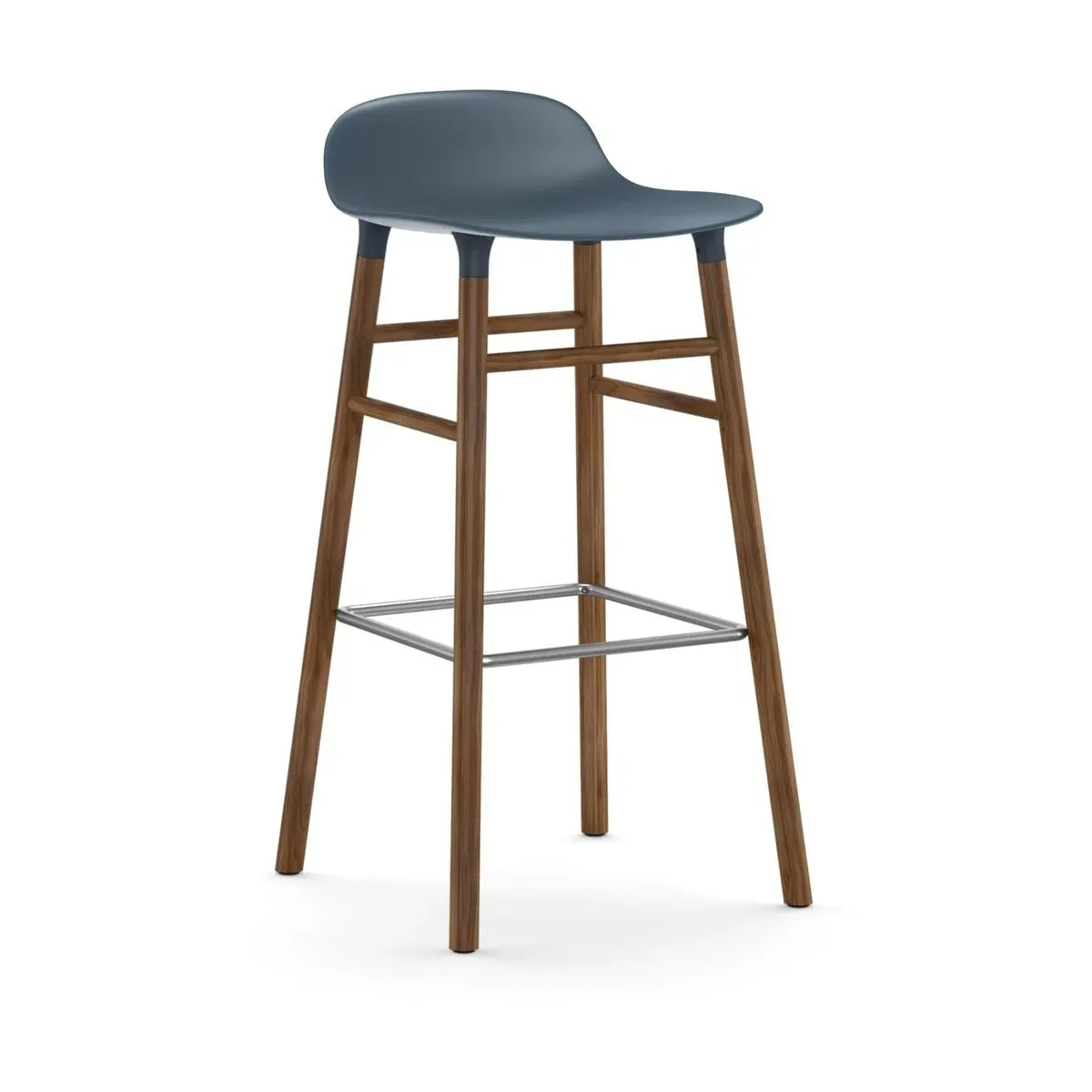 Tabouret de bar en noyer naturel et pp bleu 75 cm Form - Normann Copenhagen
