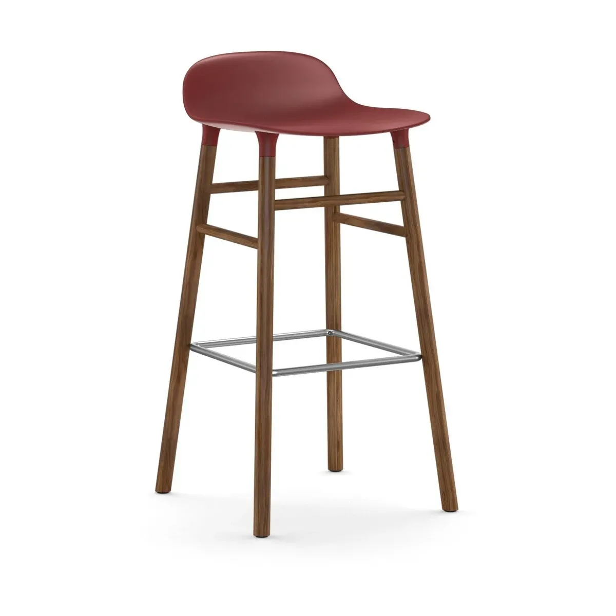 Tabouret de bar en noyer naturel et pp rouge 75 cm Form - Normann Copenhagen