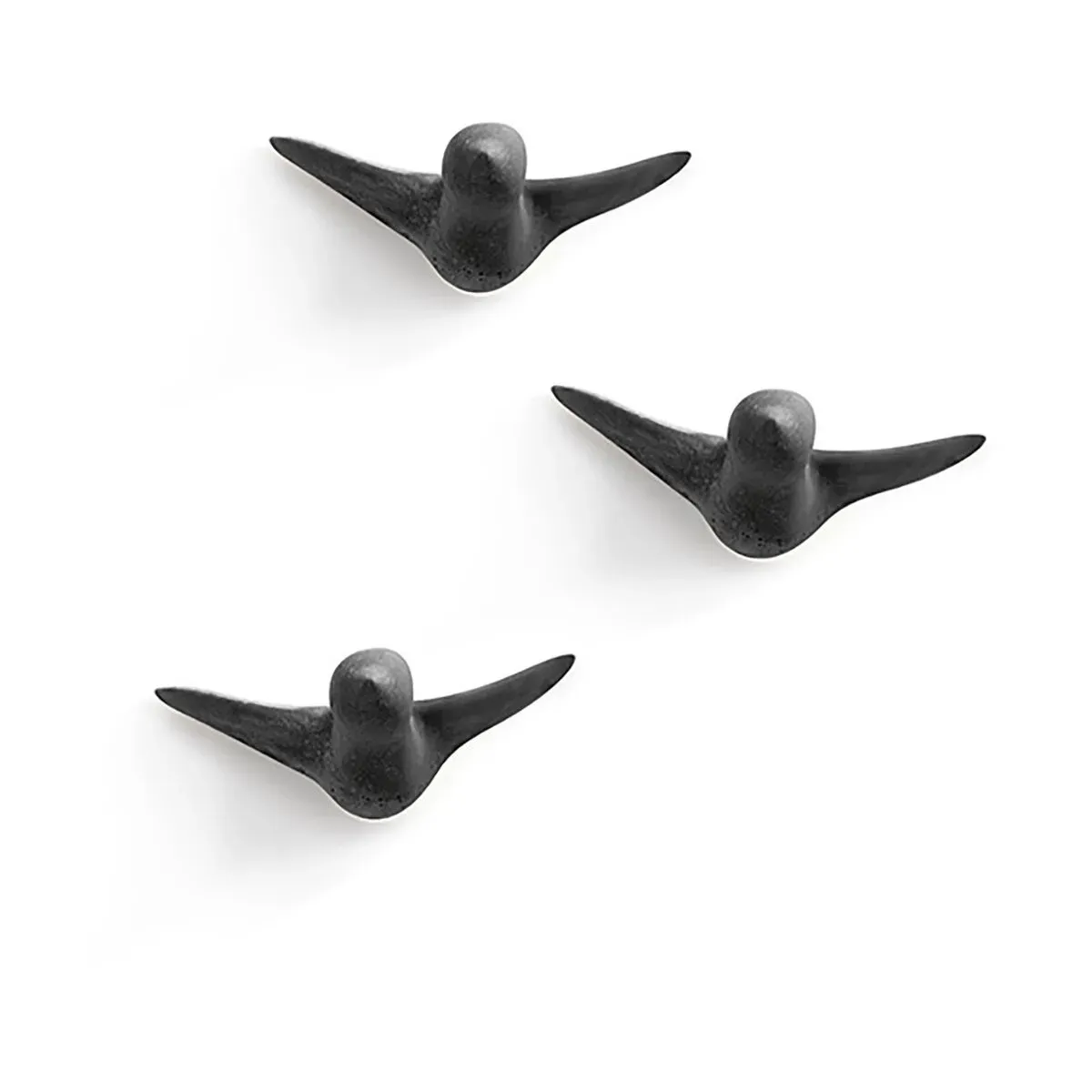 3 Patères en béton noir Oiseau - Thomas Poganitsch