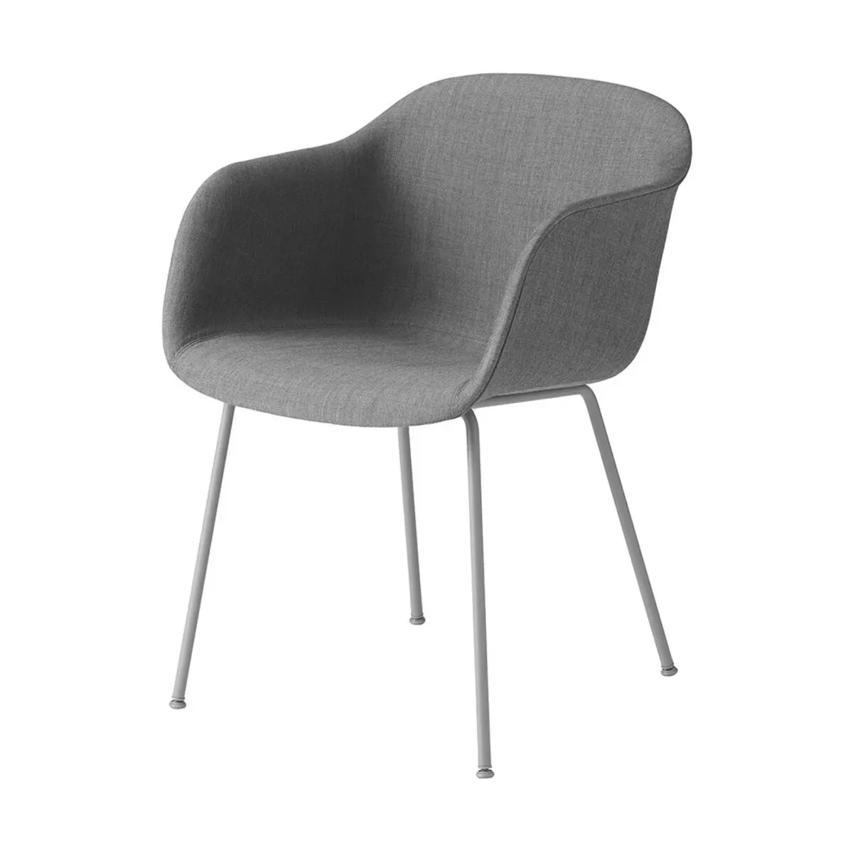 Fauteuil gris piétement tubes et assise textile Fiber  - Muuto