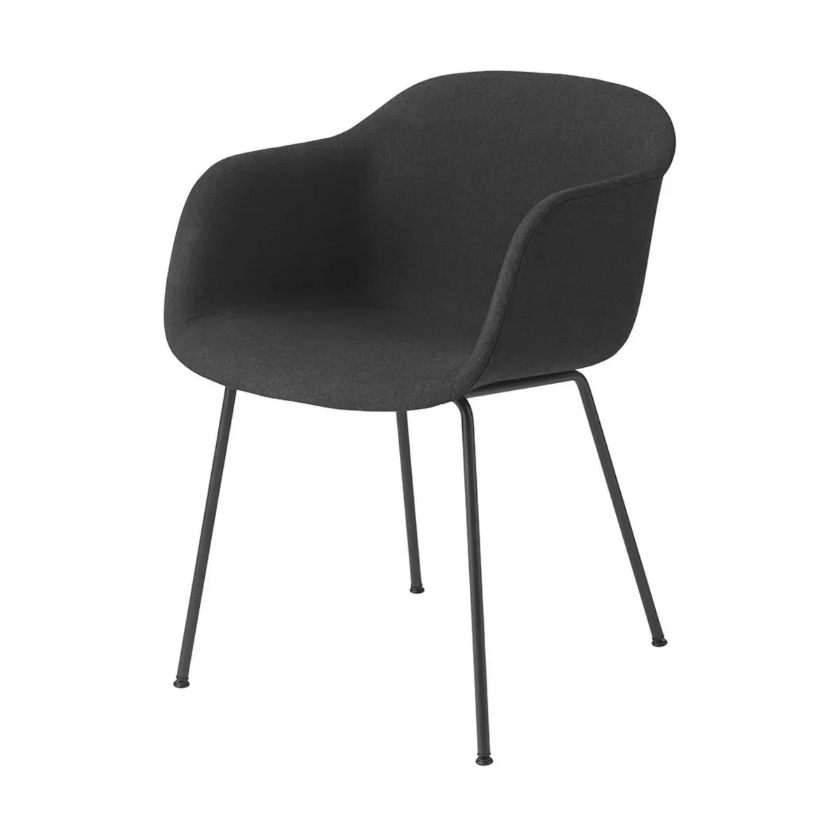 Fauteuil noir piétement tubes et assise textile Fiber - Muuto