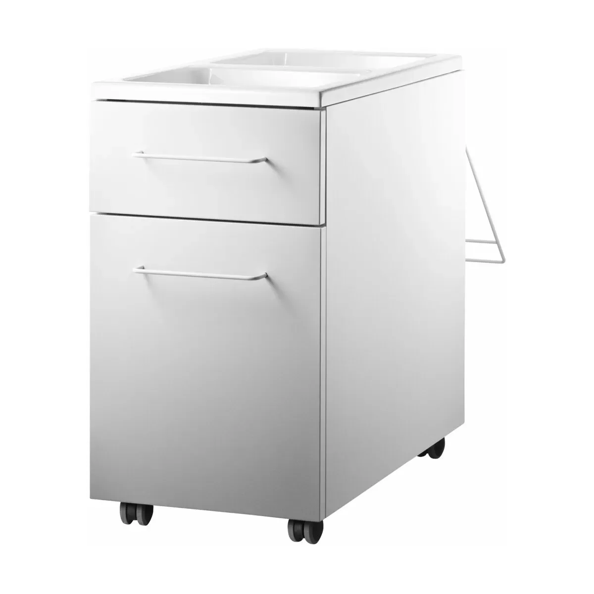 Desserte de bureau à roulettes en bois et plastique recyclé blanche Works - String fu