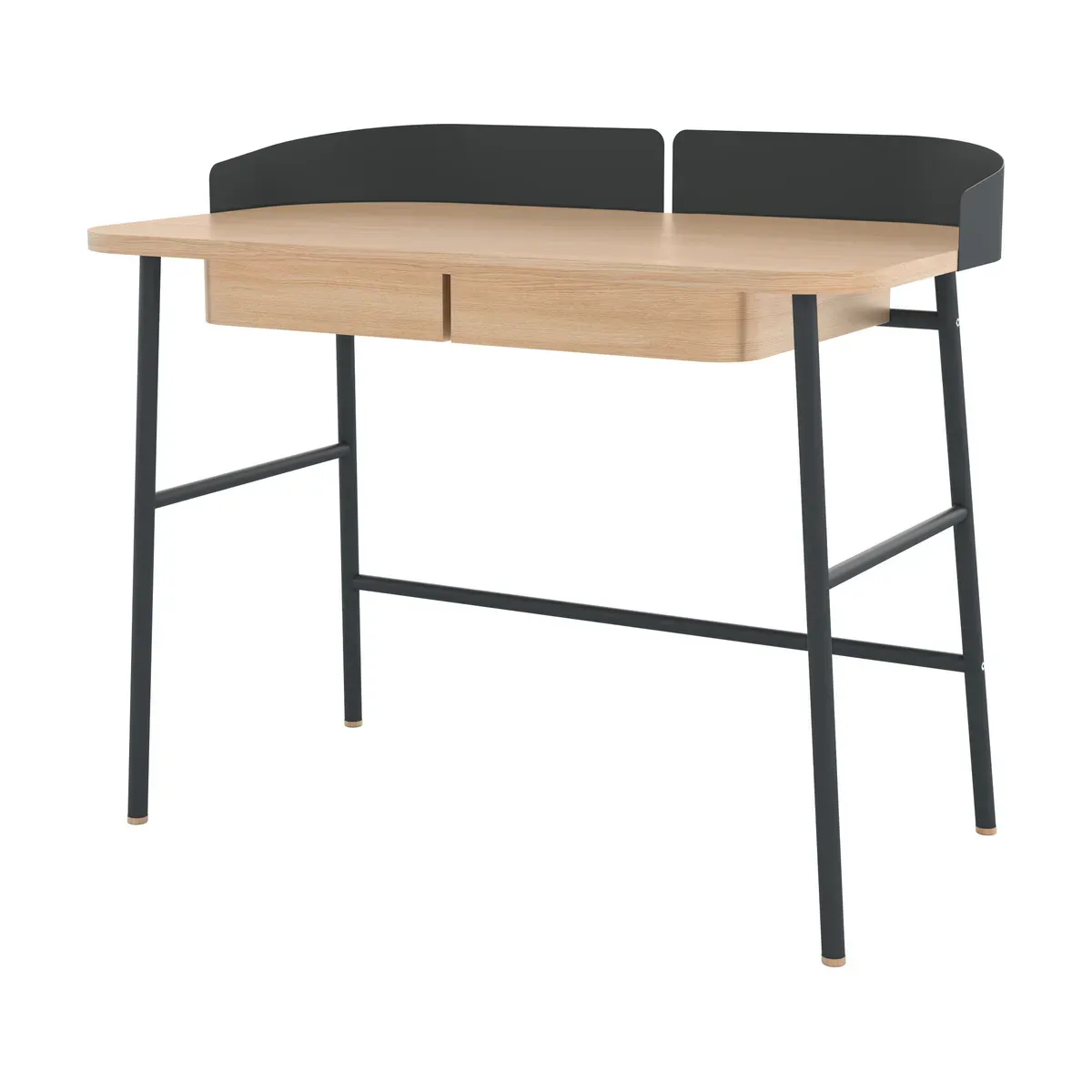 Bureau placage chêne et acier gris ardoise Victor - Hartô